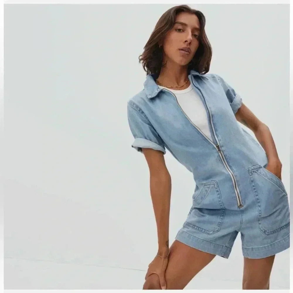 Everlane Denim Zip Up Jumpsuit